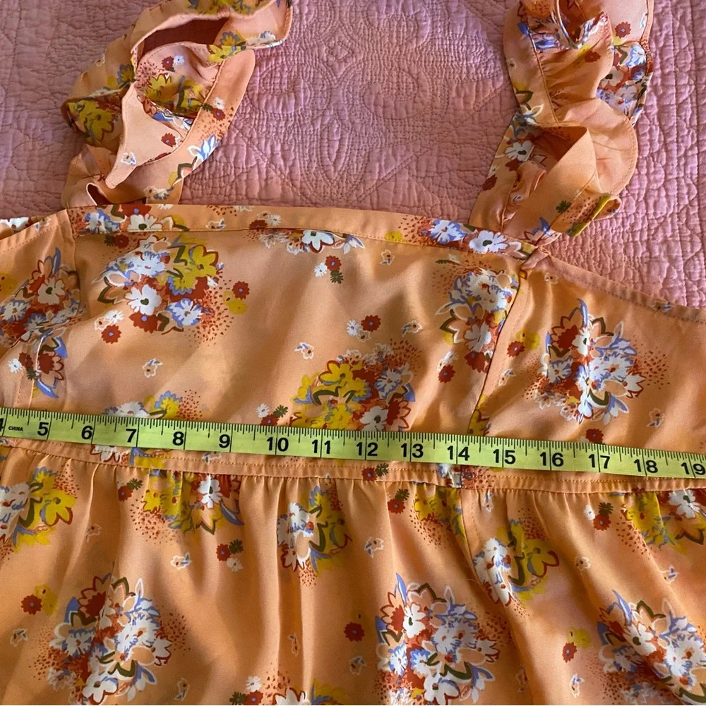 LOFT Tank top, ruffle sleeves coral. Sz XL - Picture 4 of 6